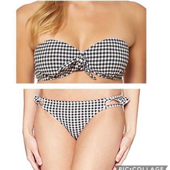 NEW Jessica Simpson Black White Gingham Print Bikini Set Size Medium - Picture 2 of 11